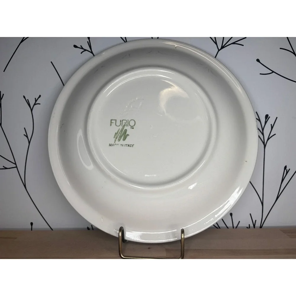 Furio Christmas Tree Dinner Plates Set of 4 Made in Italy Green Red White 10.5in